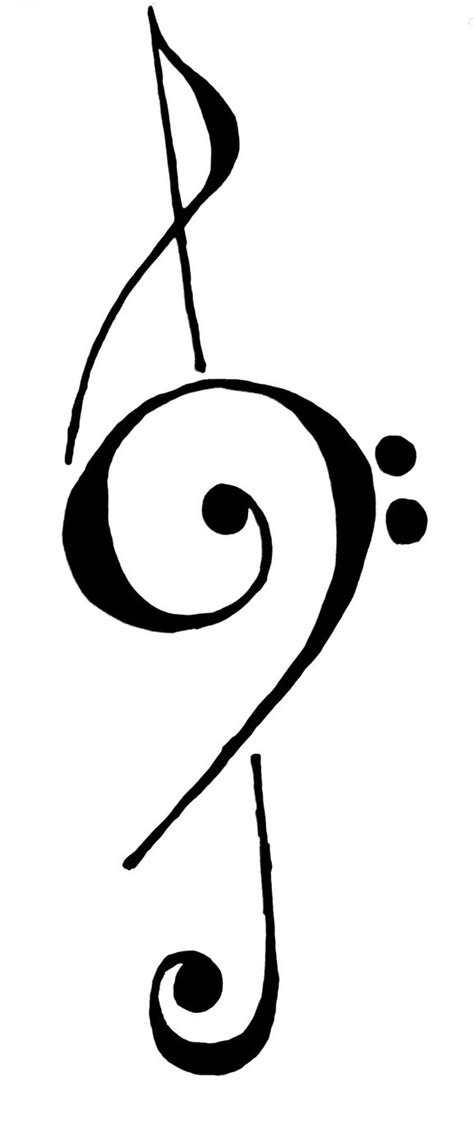 Treble And Bass Clef Heart Tattoo - ClipArt Best