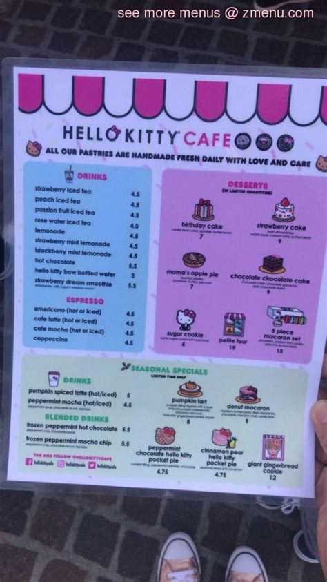 Menu at Hello Kitty Cafe, Rancho Cucamonga