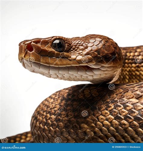 Ultra-detailed Side View Photograph of Brown Snake on White Background Stock Illustration ...