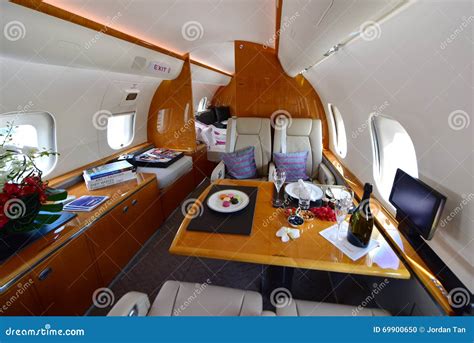 Luxurious Interior of Bombardier Global 6000 Business Jet at Singapore ...