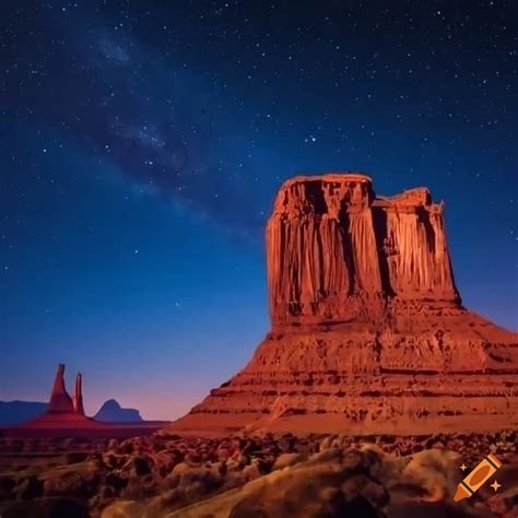 Night view of monument valley with stars on Craiyon