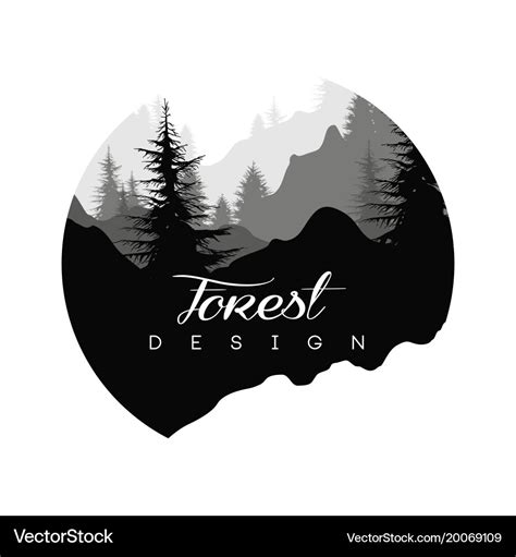 Forest logo design nature landscape Royalty Free Vector