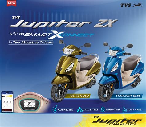 TVS Jupiter ZX DRUM SMARTXONNECT BS6 - Features, Colours, and Technical ...