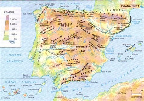 Mapa físico de la Península Ibérica | Mapa de españa, Mapa fisico de españa, Mapa peninsula iberica