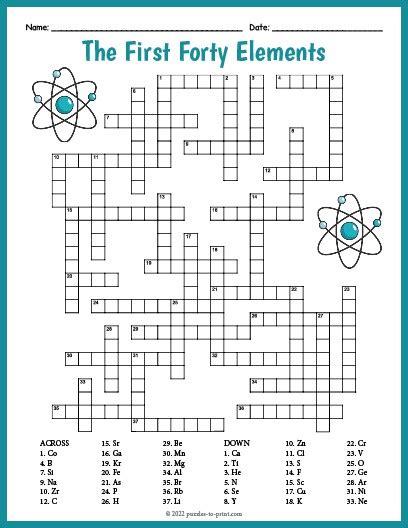 Elements Crossword