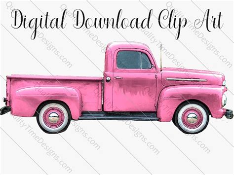 Light Pink Watercolor Vintage Truck Clipart 017 Rusty Rustic | Etsy