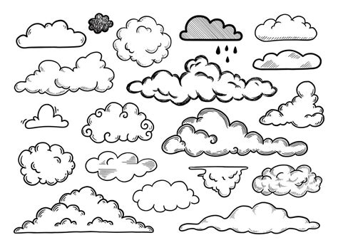 Hand drawn doodle cloud set 4262760 Vector Art at Vecteezy