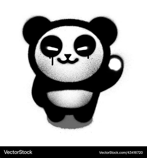 Graffiti cute baby panda bear sprayed Royalty Free Vector