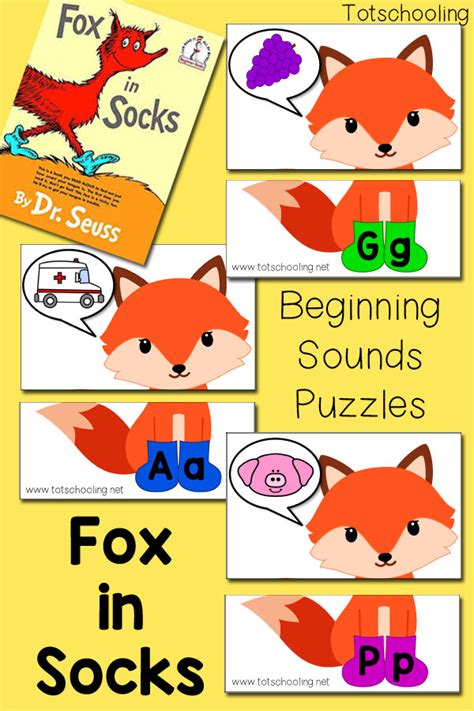 Fox in Socks - Beginning Sounds Alphabet Puzzles | Totschooling ...