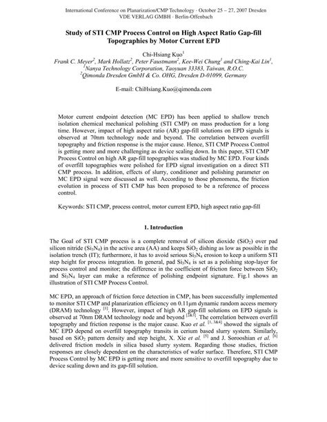 Study of STI CMP Process Control on High Aspect Ratio Gap-fill ...