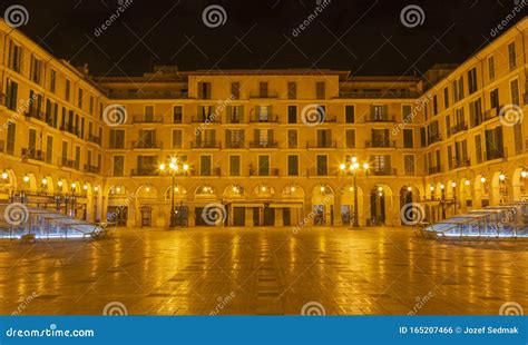 Palma De Mallorca - the Plaza Mayor Square at Night Stock Photo - Image ...