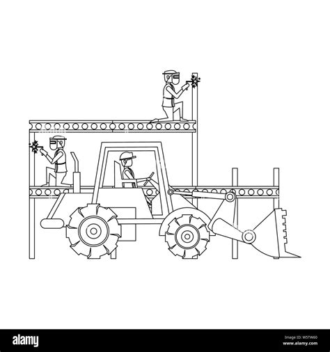 construction architectural engineering work cartoon in black and white ...