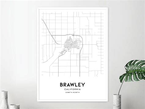 Brawley Map Print, Brawley Map Poster Wall Art, Ca City Map, California Print Street Map Decor ...