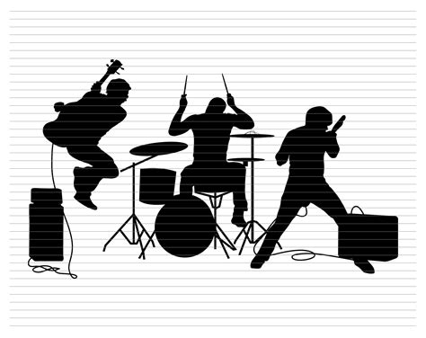 Band Svg, Band Silhouette, Rock Band, Music Svg, Rock Singer, Playing ...