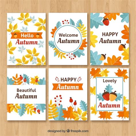 Free Vector | Colorful pack of happy autumn cards