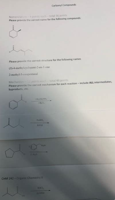 Solved Carbonyl Compounds Nomenclature - 4 points mach - | Chegg.com