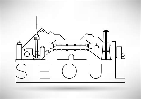 54 Different World Cities Skyline | Seoul skyline, Skyline drawing, City drawing