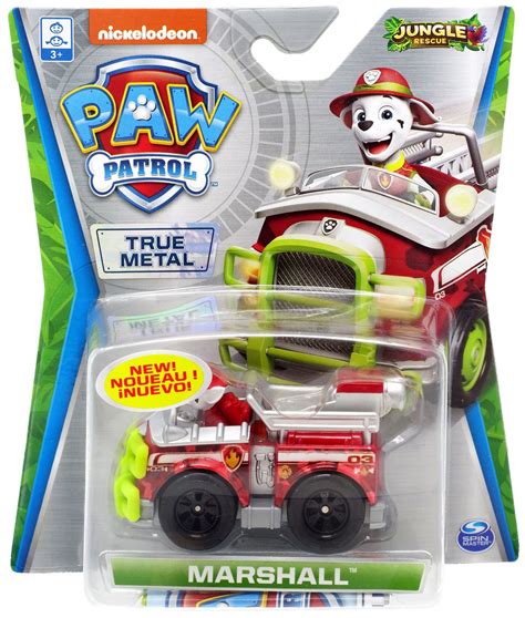 Paw Patrol Jungle Rescue True Metal Marshall Diecast Car Jungle Rescue ...