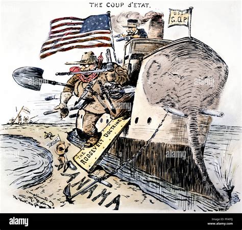 PANAMA CANAL CARTOON, 1903. /nPresident Theodore Roosevelt, assisted by ...