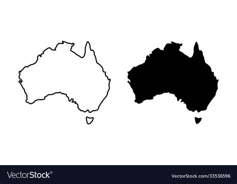 Black australia map on white background Royalty Free Vector