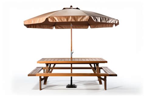 Premium AI Image | a picnic table with an umbrella on top of it