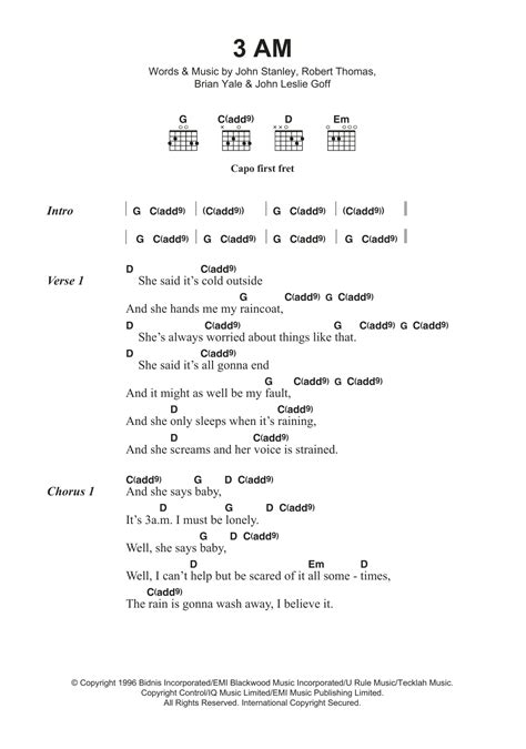 3AM by Matchbox Twenty - Guitar Chords/Lyrics - Guitar Instructor