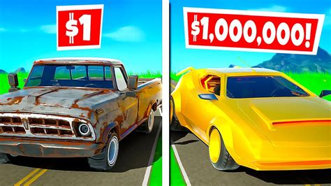 $1 CAR vs. $1,000,000 CAR?! (Fortnite Challenge) - YouTube