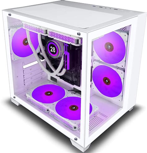 KEDIERS Micro ATX Tower PC Case 7 ARGB Fans Gaming PC Mini Case with 2*Tempered Glass : Amazon ...