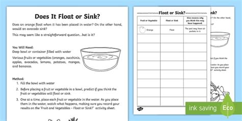 Float or Sink Science Experiment (teacher made) - Twinkl