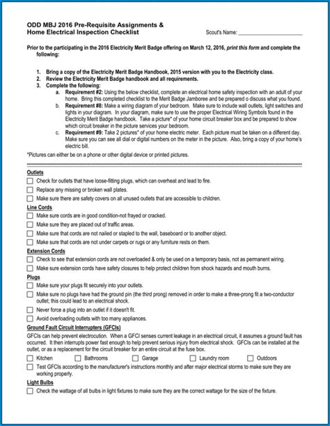 √ Free Printable Residential Electrical Inspection Checklist Template | Checklist Templates