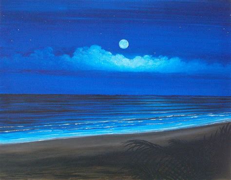 Beach At Night Painting at PaintingValley.com | Explore collection of ...