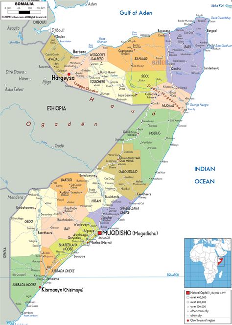 Large political and administrative map of Somalia with roads, cities ...