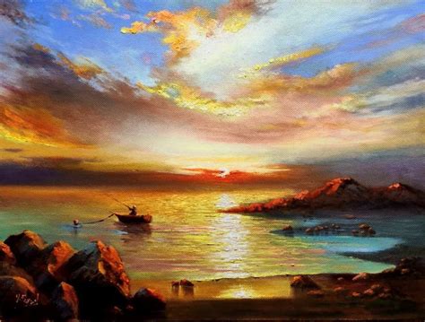 Oil Painting Tutorial Of Sunset Seascape Step By Step By Yasser Fayad | Painting, Sunset ...