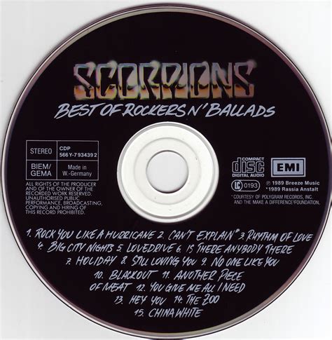 Musicotherapia: Scorpions - Best Of Rockers N Ballads (1989)