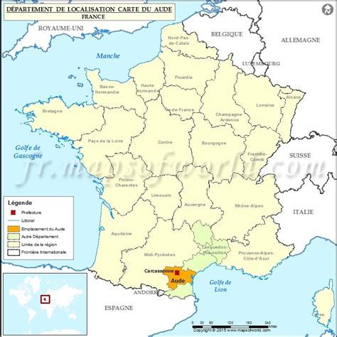 Aude Carte de localisation, Département Aude, France