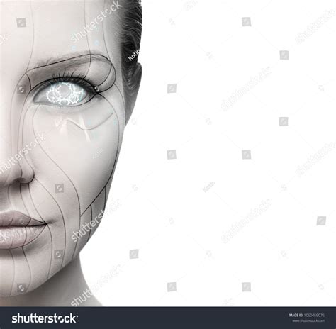 Beautiful Cyborg Female Face Isolated On Stock Photo 1060459076 ...