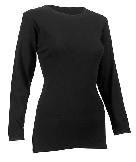 Rosette Women's Long Sleeve Undershirt, Smooth and Seamless, 100% Cotton, Medium, Black. SUPER ...