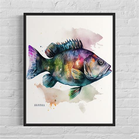 Barramundi Watercolor Art Print, Barramundi Monitor Painting Wall Art ...