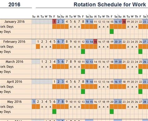 Work Rotation Calendar - Gael Pattie