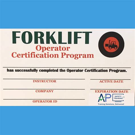 Forklift Operator Certification Series: Certification Card — AP Safety Training