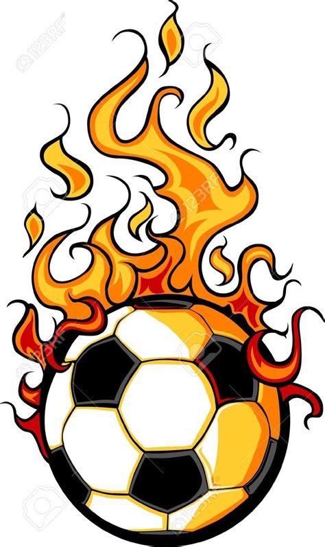 Flaming Soccer Ball Vector Cartoon burning with Fire Flames Stock Vector - 10902002 Royalty Free ...