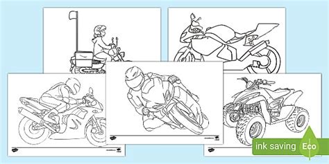 Motorbike Colouring Pages (teacher made) - Twinkl