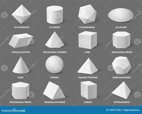 Geometric 3d Shapes. Realistic White Basic Geometry Form Sphere and ...