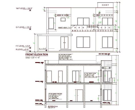 Autocad 2d Cad Drawing Of Architecture Double Story House Building Images