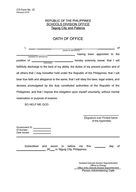 CS-Form-No - this is a sample oath of office - CS Form No. 32Revised ...