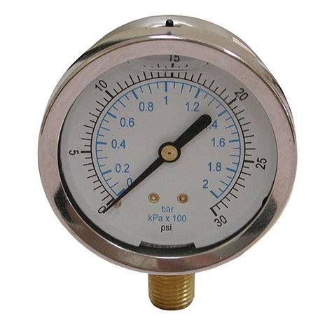 100 PSI Liquid Filled Pressure Gauge, 2-1/2" Face - RJ Supply House