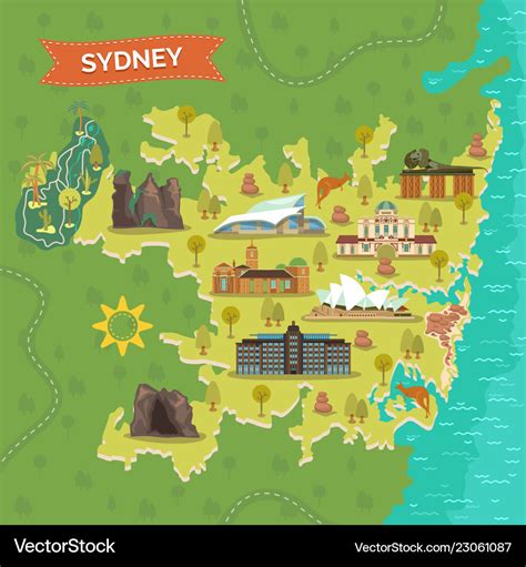 Map of sydney with landmarks for sightseeing Vector Image