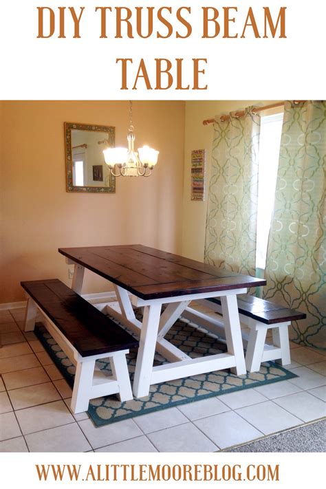 DIY Truss Beam Farmhouse Table - A Little Moore