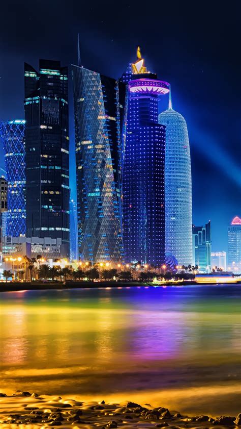 Doha Qatar Skyline iPhone Wallpapers Free Download