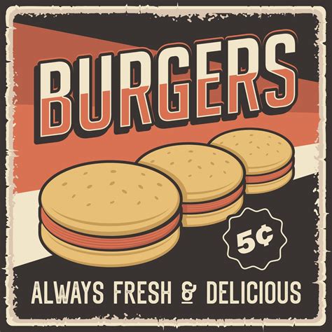 Retro Vintage Burger Poster 2144735 Vector Art at Vecteezy